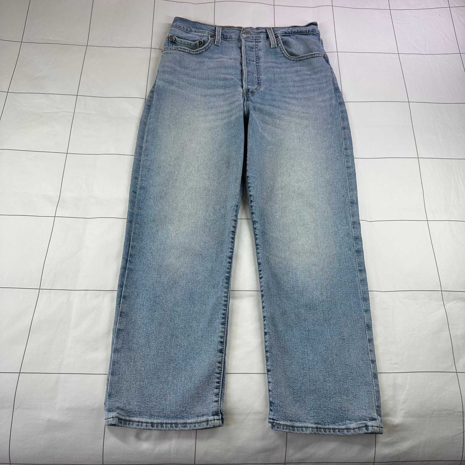 Levi's Jeans Womens 30 Blue Ribcage Straight Ankle Button Fly Light Wash Denim